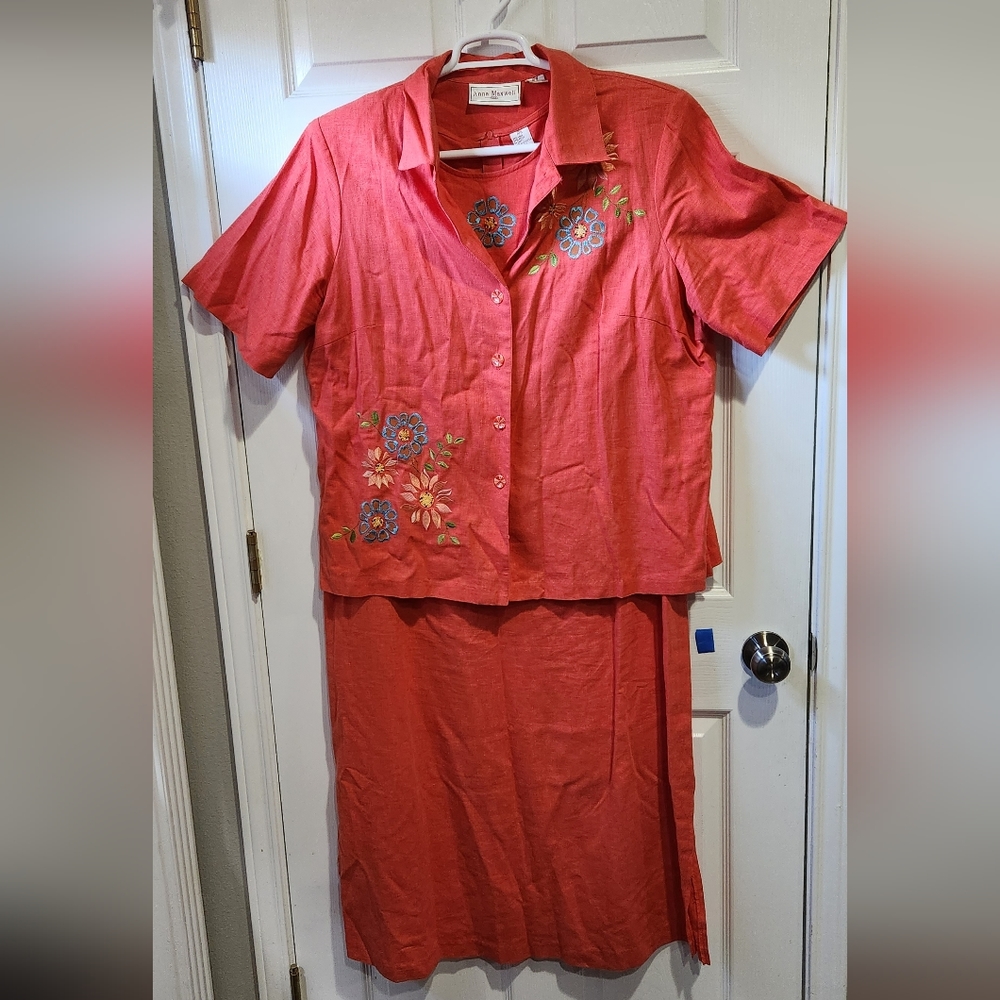 Anna Maxwell 2pc. Orange dress and blouse set size 18w